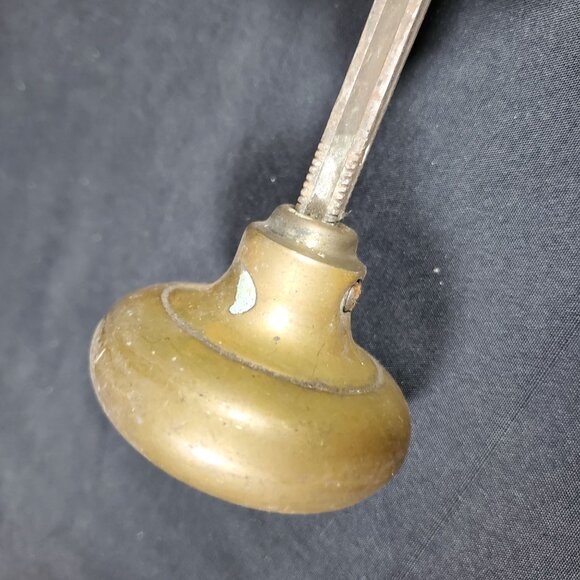 Antique Solid Brass Door Knob Set Early 1900s Mortise Style Double Knob with Spi - Picture 3 of 11